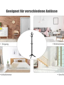 COSTWAY Wäschekörbe & -Ständer<175 cm Garderobenständer in Schwarz