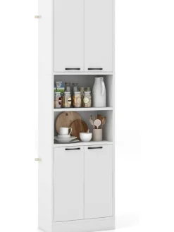 COSTWAY Regale & Schränke<190 cm hoher Küchenschrank Vorratsschrank in Weiß