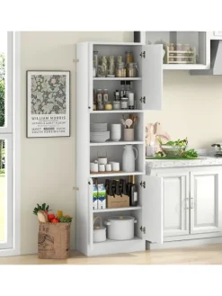 COSTWAY Regale & Schränke<190 cm hoher Küchenschrank Vorratsschrank in Weiß