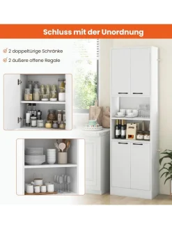 COSTWAY Regale & Schränke<190 cm hoher Küchenschrank Vorratsschrank in Weiß