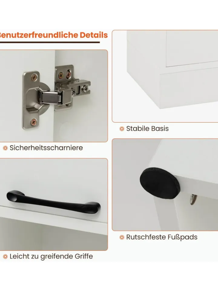 COSTWAY Regale & Schränke<190 cm hoher Küchenschrank Vorratsschrank in Weiß
