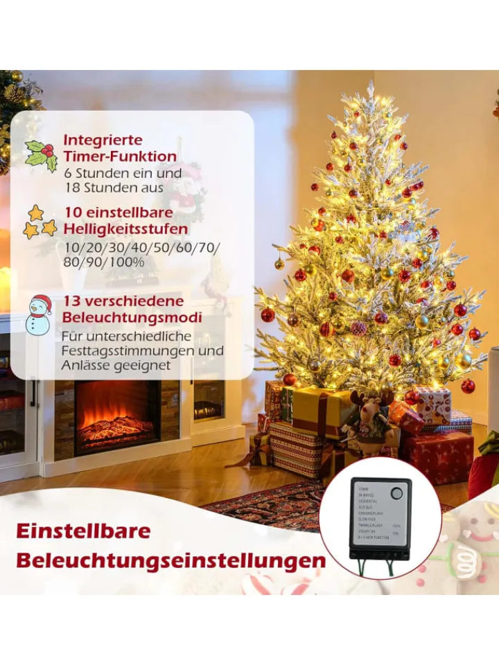 COSTWAY Künstliche Weihnachtsbäume<180 cm Künstlich Weihnachtsbaum mit LED Beleuchtung in Grün