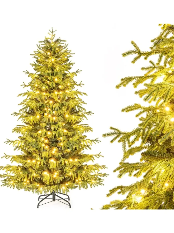 COSTWAY Künstliche Weihnachtsbäume<180 cm Künstlicher Weihnachtsbaum mit Beleuchtung in Grün