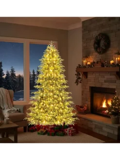 COSTWAY Künstliche Weihnachtsbäume<180 cm Künstlicher Weihnachtsbaum mit Beleuchtung in Grün