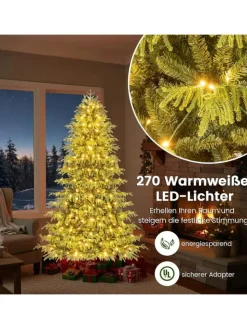 COSTWAY Künstliche Weihnachtsbäume<180 cm Künstlicher Weihnachtsbaum mit Beleuchtung in Grün