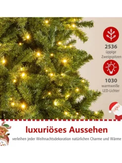 COSTWAY Künstliche Weihnachtsbäume<360 cm Künstlicher Weihnachtsbaum mit Beleuchtung in Grün