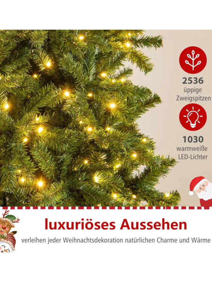 COSTWAY Künstliche Weihnachtsbäume<360 cm Künstlicher Weihnachtsbaum mit Beleuchtung in Grün