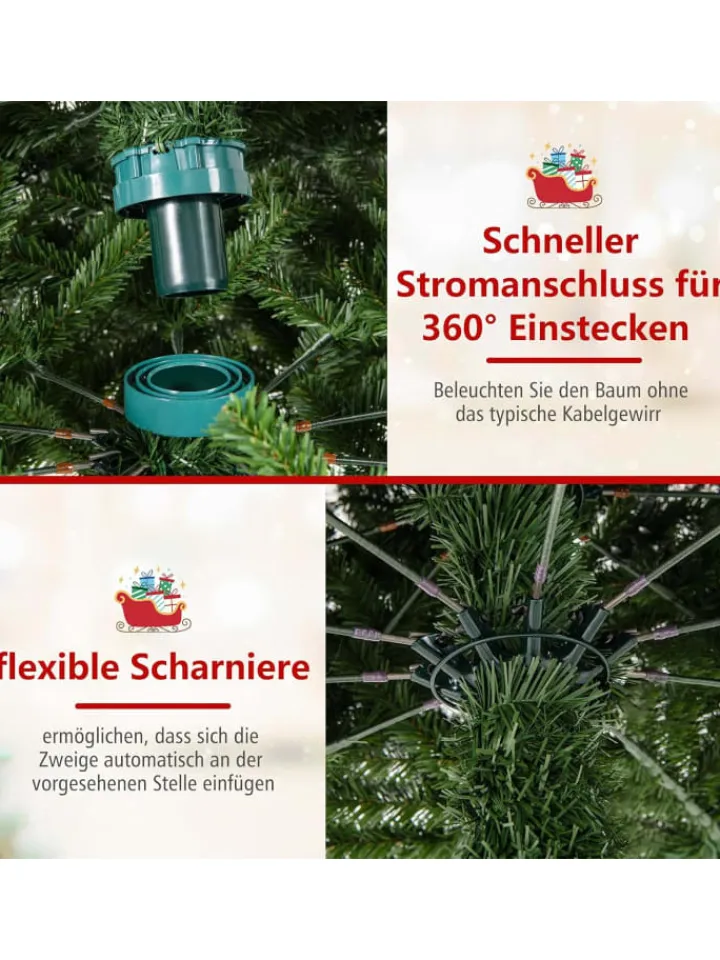 COSTWAY Künstliche Weihnachtsbäume<360 cm Künstlicher Weihnachtsbaum mit Beleuchtung in Grün