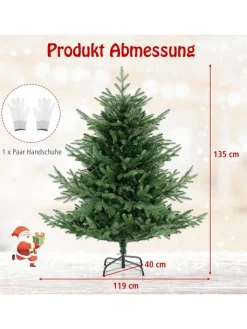 COSTWAY Künstliche Weihnachtsbäume<135 cm Künstlicher Weihnachtsbaum mit Beleuchtung in Grün
