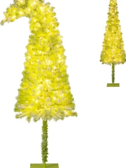 COSTWAY Künstliche Weihnachtsbäume<180 cm Künstlicher Weihnachtsbaum mit Beleuchtung in Grün