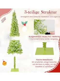 COSTWAY Künstliche Weihnachtsbäume<180 cm Künstlicher Weihnachtsbaum mit Beleuchtung in Grün