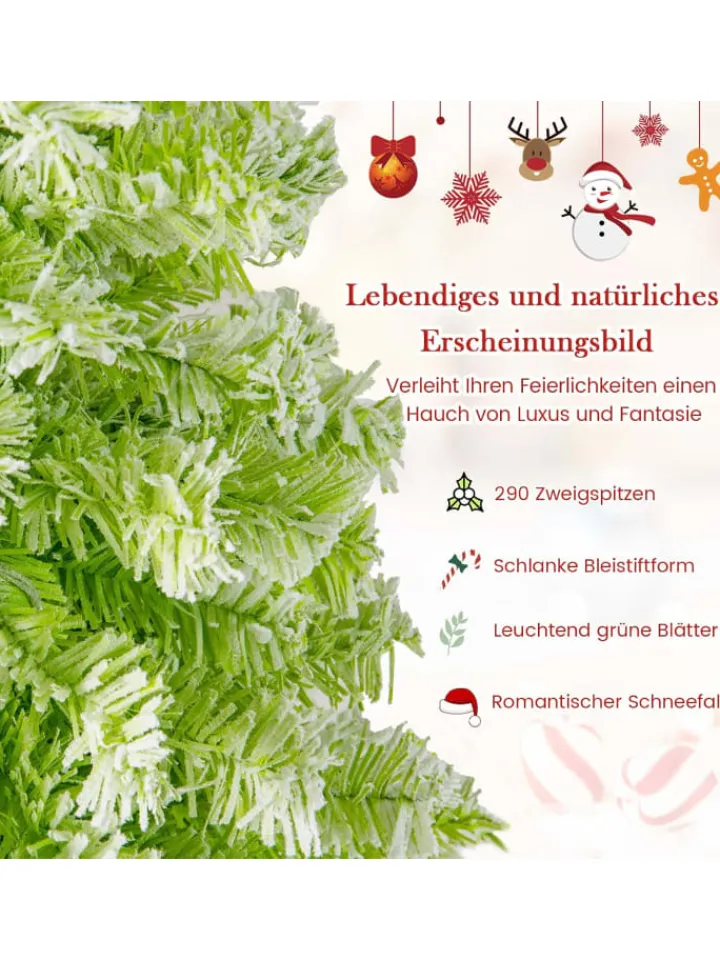 COSTWAY Künstliche Weihnachtsbäume<180 cm Künstlicher Weihnachtsbaum mit Beleuchtung in Grün
