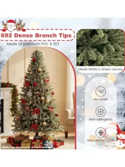 COSTWAY Künstliche Weihnachtsbäume<180 cm Künstlicher Weihnachtsbaum im Dunkeln Leuchtend in Grün