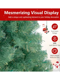 COSTWAY Künstliche Weihnachtsbäume<180 cm Künstlicher Weihnachtsbaum mit Beleuchtung in Bunt