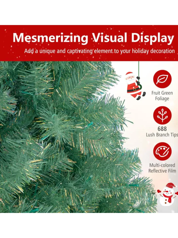 COSTWAY Künstliche Weihnachtsbäume<180 cm Künstlicher Weihnachtsbaum mit Beleuchtung in Bunt