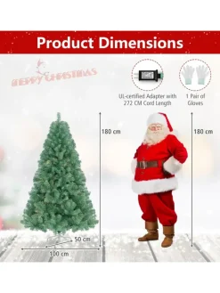 COSTWAY Künstliche Weihnachtsbäume<180 cm Künstlicher Weihnachtsbaum mit Beleuchtung in Bunt
