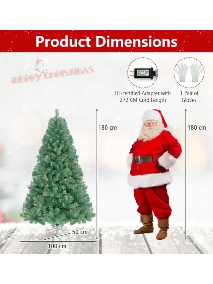COSTWAY Künstliche Weihnachtsbäume<180 cm Künstlicher Weihnachtsbaum mit Beleuchtung in Bunt