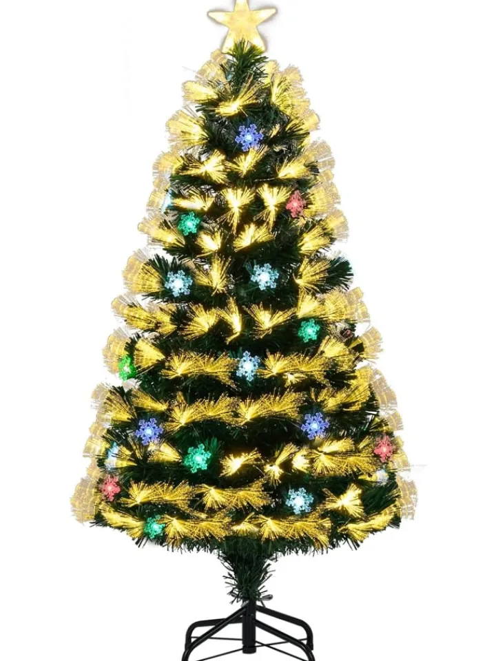 COSTWAY Künstliche Weihnachtsbäume<120 cm Künstlicher Weihnachtsbaum mit Beleuchtung in Grün