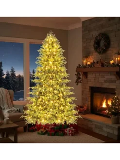 COSTWAY Künstliche Weihnachtsbäume<210 cm Künstlicher Weihnachtsbaum mit Beleuchtung in Grün