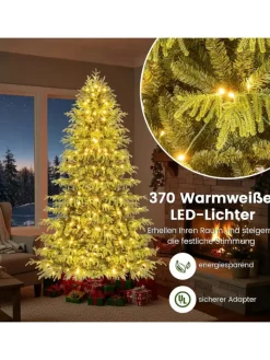 COSTWAY Künstliche Weihnachtsbäume<210 cm Künstlicher Weihnachtsbaum mit Beleuchtung in Grün