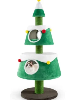 COSTWAY Katzen<153 cm Kratzbaum für Weihnachten Katzenbaum in Grün