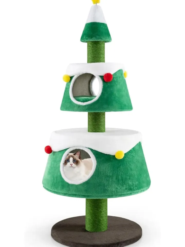 COSTWAY Katzen<153 cm Kratzbaum für Weihnachten Katzenbaum in Grün