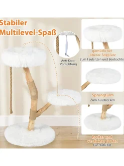 COSTWAY Katzen<90 cm Kratzbaum Holz in Weiß