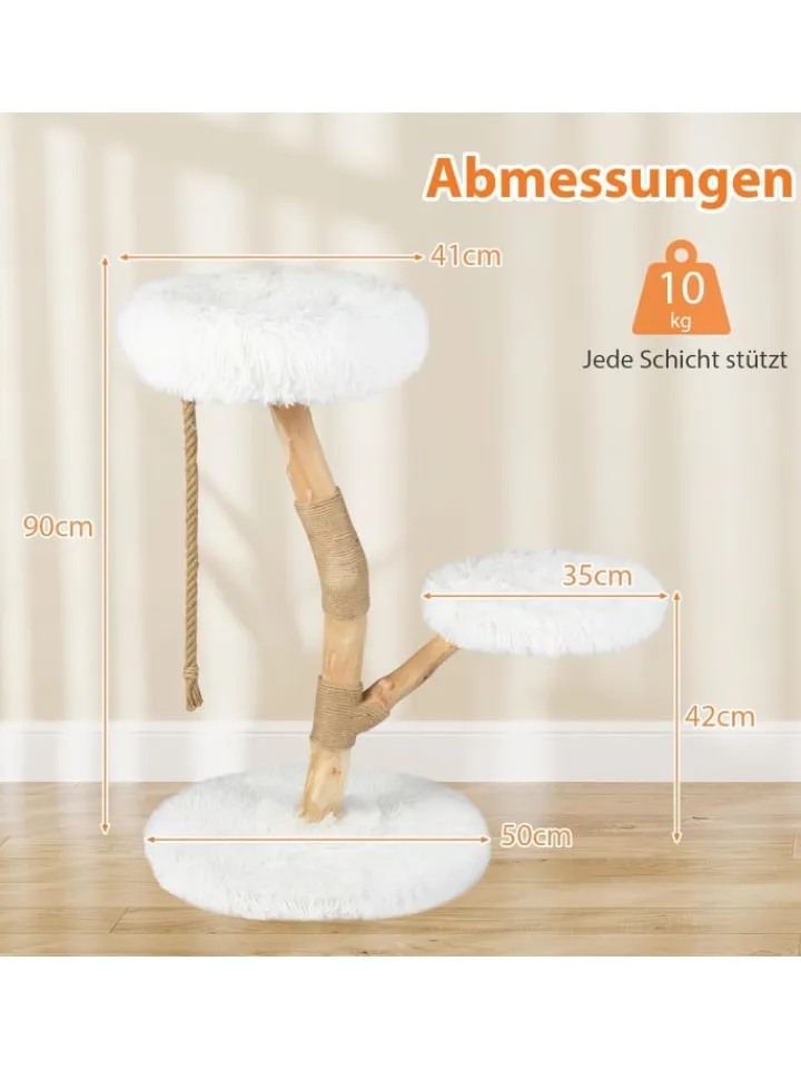 COSTWAY Katzen<90 cm Kratzbaum Holz in Weiß