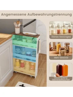 COSTWAY Regale & Schränke<4 Ebenen Nischenregal auf Rollen in Beige