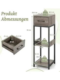 COSTWAY Pflanzen & Zubehör<3 Etagen Pflanzenständer mit Schublade in Grau