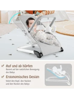 COSTWAY Babymöbel<2 in 1 Babywippe klappbar in Grau
