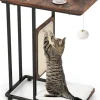 COSTWAY Tische<4 in 1 Beistelltisch mit Sisal-Kratzbrett in Braun