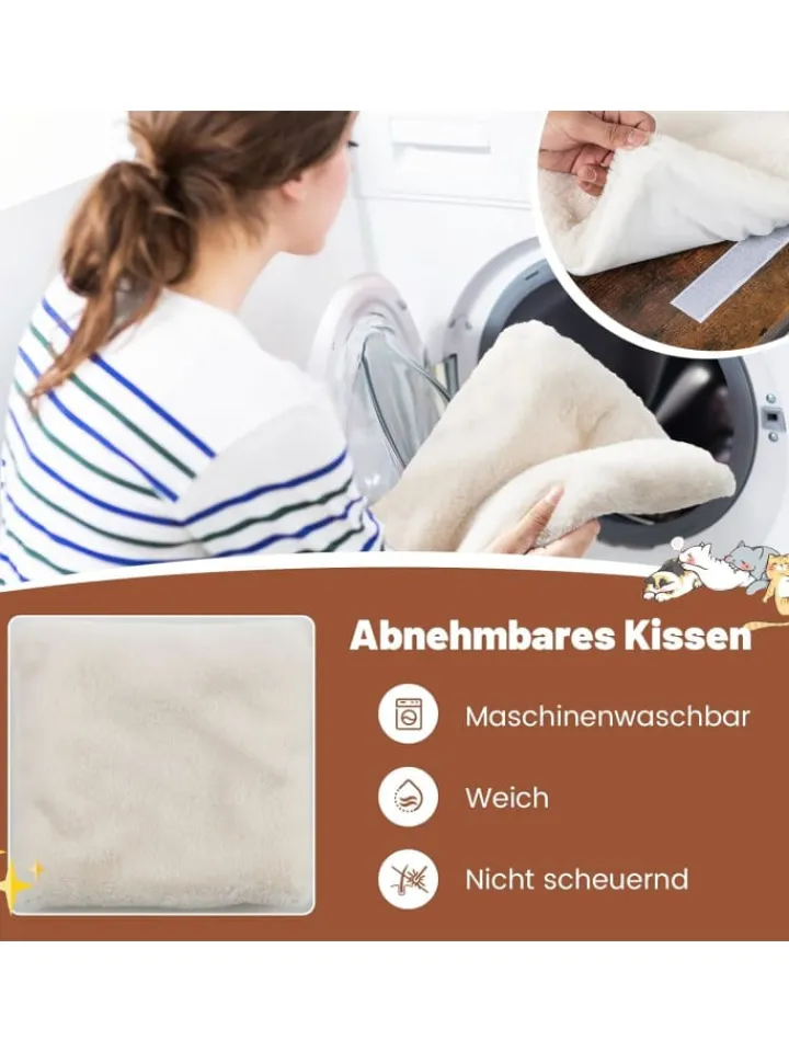 COSTWAY Tische<4 in 1 Beistelltisch mit Sisal-Kratzbrett in Braun