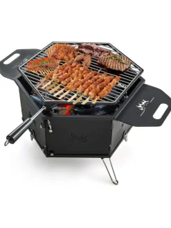 COSTWAY Küchenelektronik|Grillen<2 in 1 Holzkohlegrill Feuerstelle 77x74x38cm in Schwarz