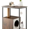 COSTWAY Katzen<3 in 1 Katzenhaus Beistelltisch in Braun