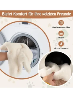 COSTWAY Katzen<3 in 1 Katzenhaus Beistelltisch in Braun
