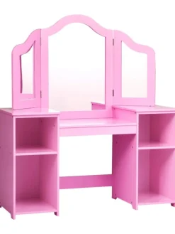 COSTWAY Möbel-Sets<2 in 1 Schminktisch in Rosa