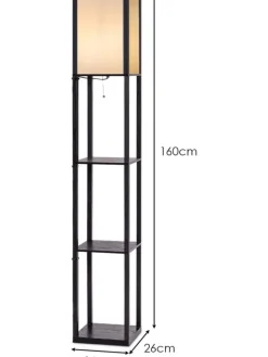 COSTWAY Stehleuchten<2 in 1 Standleuchte Regal 160cm in Schwarz