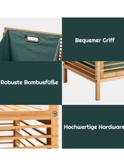COSTWAY Badmöbel|Badezimmermöbel<40 L Badregal mit Wäschekorb in Grün