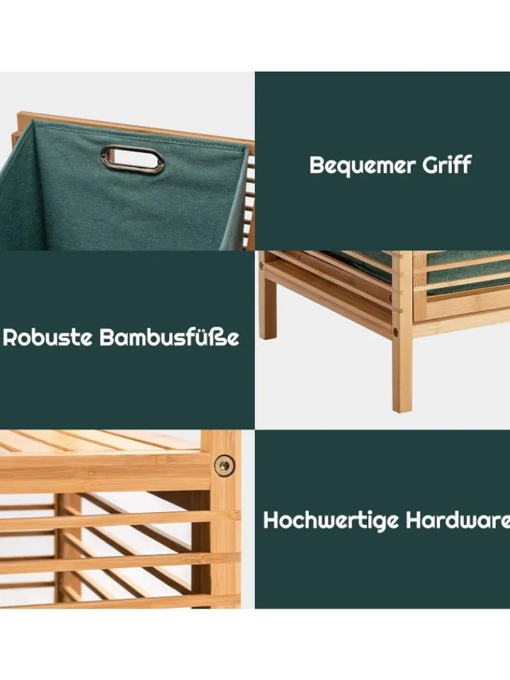 COSTWAY Badmöbel|Badezimmermöbel<40 L Badregal mit Wäschekorb in Grün