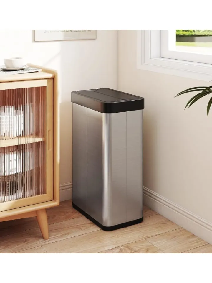 COSTWAY Mülleimer<60 L Mülleimer Küche Edelstahl in Silber
