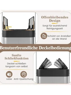 COSTWAY Mülleimer<60 L Mülleimer Küche Edelstahl in Silber