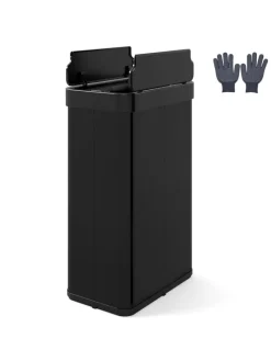 COSTWAY Mülleimer<60 L Mülleimer Küche Edelstahl in Schwarz