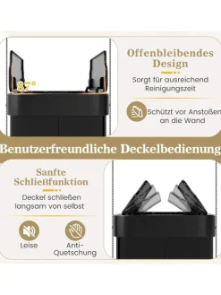 COSTWAY Mülleimer<60 L Mülleimer Küche Edelstahl in Schwarz