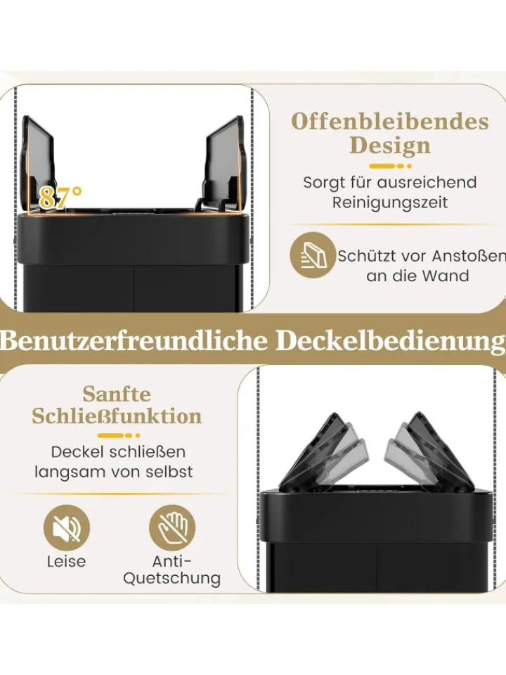 COSTWAY Mülleimer<60 L Mülleimer Küche Edelstahl in Schwarz