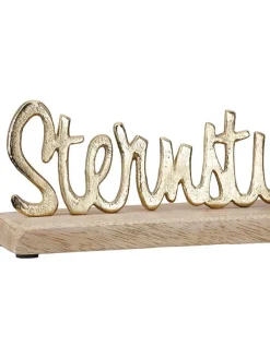 GILDE Dekofiguren & -Objekte<, MangohDeko-Schriftzug "Sternstunden" in Gold/ Natur - (B)30 x (H)9 x (T)6,5 cm