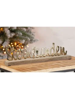 GILDE Dekofiguren & -Objekte<, MangohDeko-Schriftzug "Sternstunden" in Gold/ Natur - (B)30 x (H)9 x (T)6,5 cm