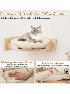 COSTWAY Katzen<5 PCS Kletterwand Katzen in Hellbraun