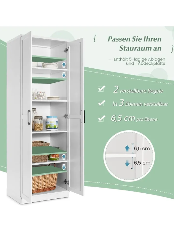 COSTWAY Regale & Schränke<5 stöckiger Hochschrank in Weiß