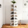 ABRIHOME Garderoben<7 stufiges Schuhregal mit 360° Drehfunktion in Weiß, 60 × 60 × 161cm